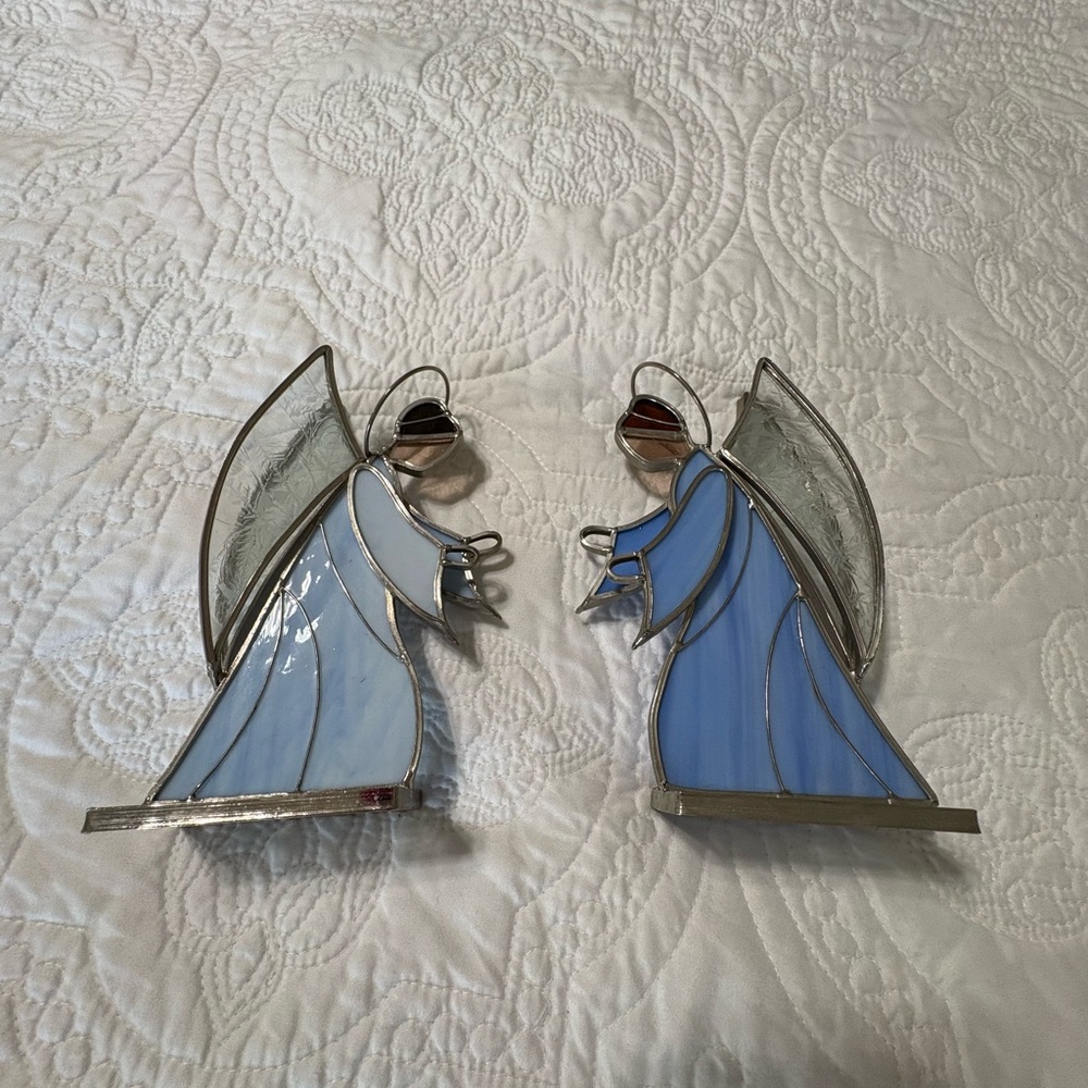 Glass House Studio Angel Pair - Blue - Vintage 1980s